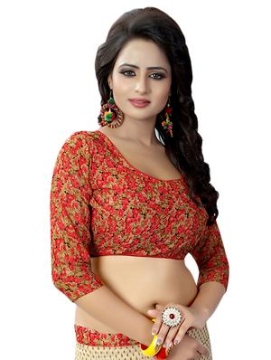 printed contrast bordered saree with blouse - 16960246 - Standard Image - 3