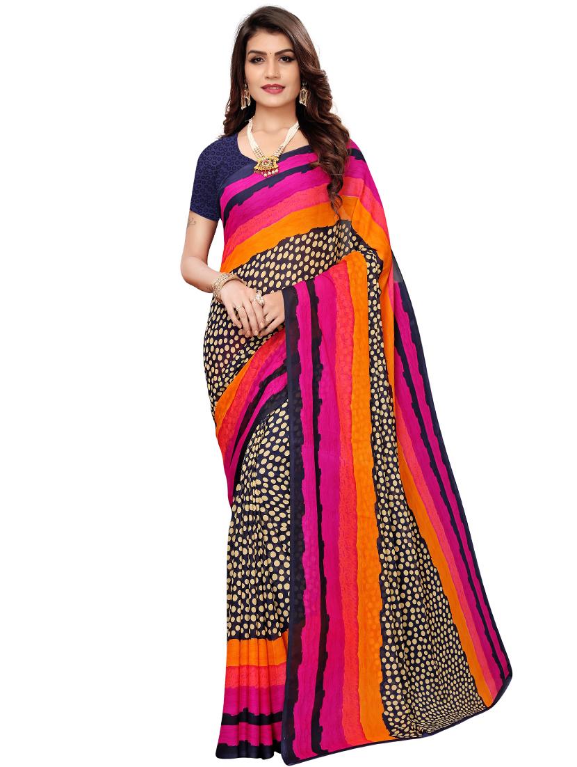 polka dots printed saree with blouse - 16960300 - Zoom Image - 1