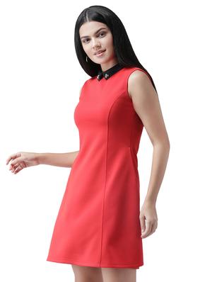 contrast collar flared dress - 16960411 - Standard Image - 2