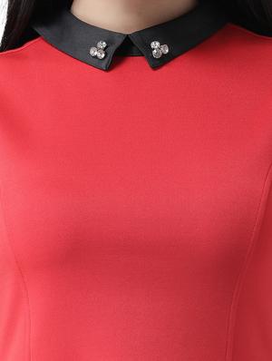 contrast collar flared dress - 16960411 - Standard Image - 5