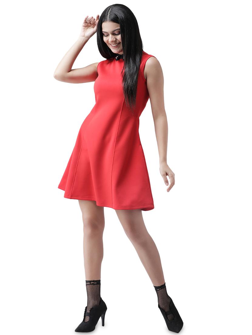 contrast collar flared dress - 16960411 - Zoom Image - 4