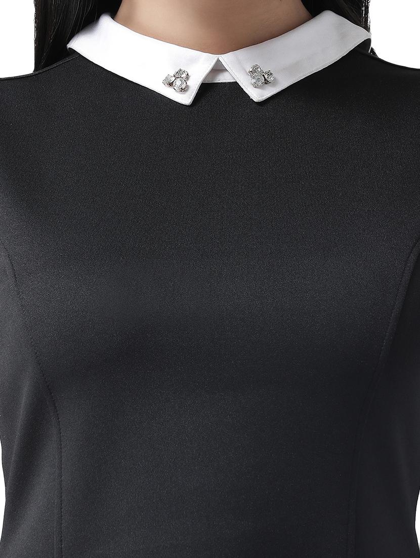 contrast collar flared dress - 16960412 - Zoom Image - 5