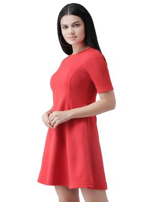 round neck solid flared dress - 16960420 - Standard Image - 2