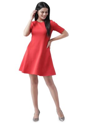 round neck solid flared dress - 16960420 - Standard Image - 4