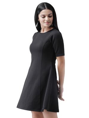 round neck solid flared dress - 16960421 - Standard Image - 2
