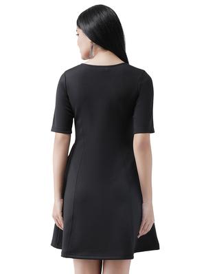 round neck solid flared dress - 16960421 - Standard Image - 3