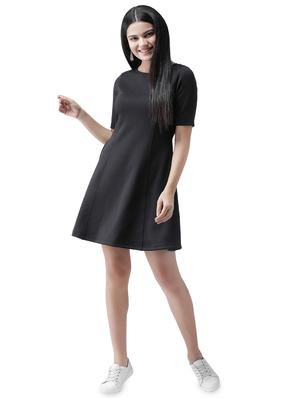 round neck solid flared dress - 16960421 - Standard Image - 4