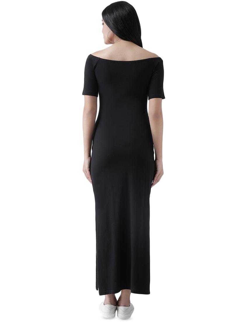 boat neck side slit maxi dress - 16960437 - Zoom Image - 3