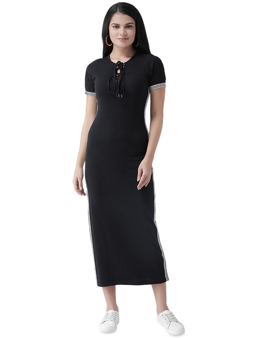 lace up neck maxi dress - 16960441 - Zoom Image - 1