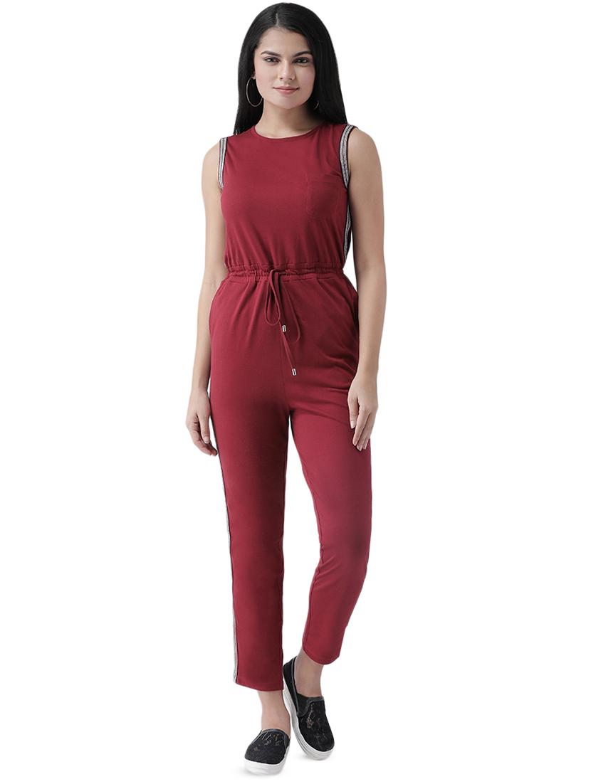 drawstring waist full leg jumpsuit - 16960442 - Zoom Image - 1