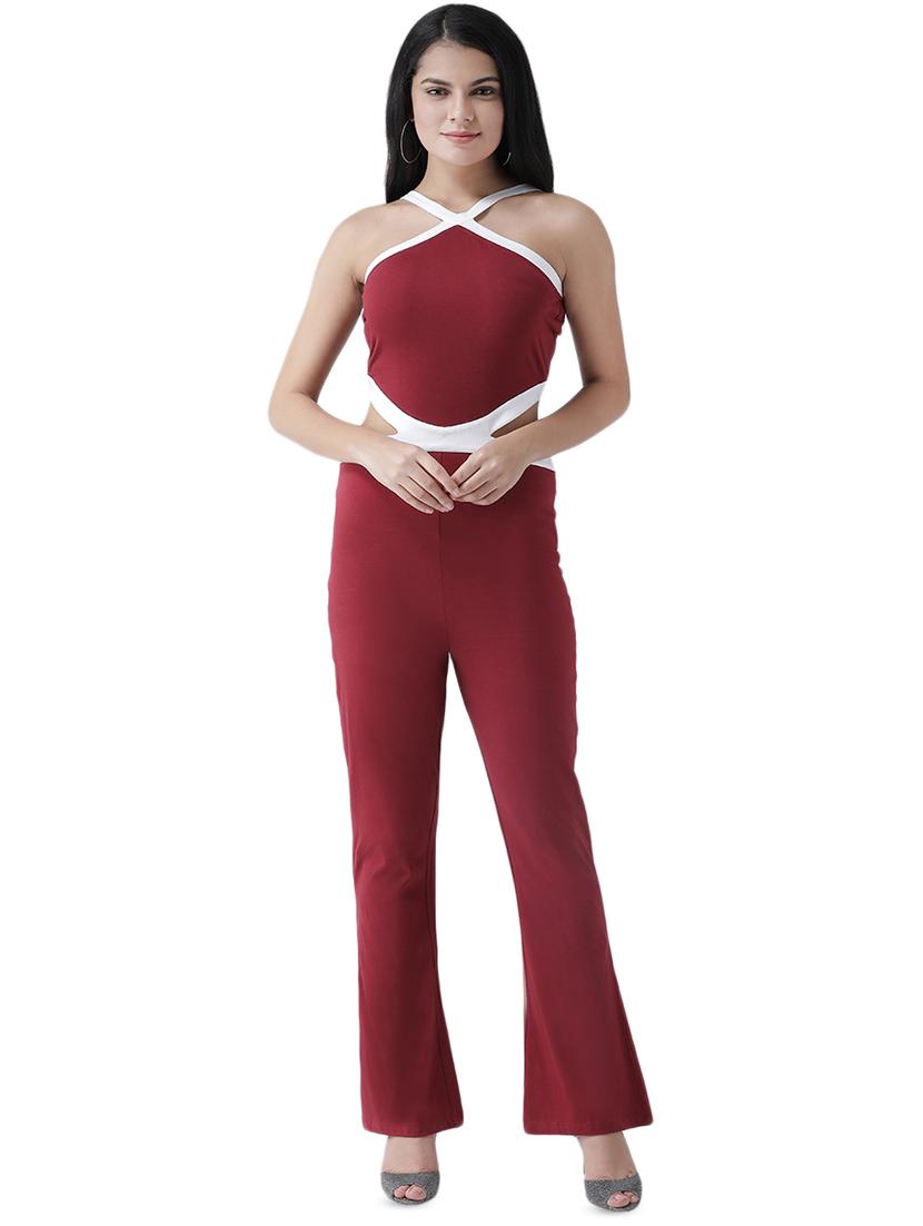 criss cross neck full leg jumpsuit - 16960445 - Zoom Image - 1