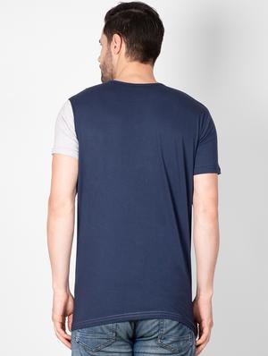 navy blue color block cut & sew t-shirt - 16960701 - Standard Image - 3