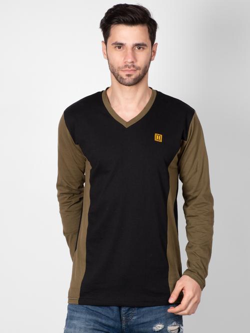 olive green color block t-shirt - 16960708 - Standard Image - 1