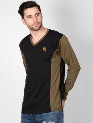 olive green color block t-shirt - 16960708 - Standard Image - 2