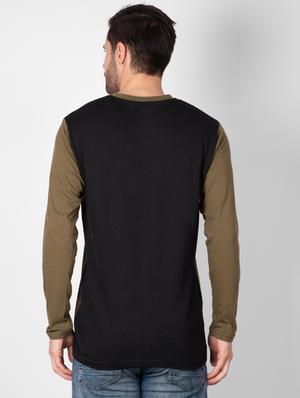 olive green color block t-shirt - 16960708 - Standard Image - 3