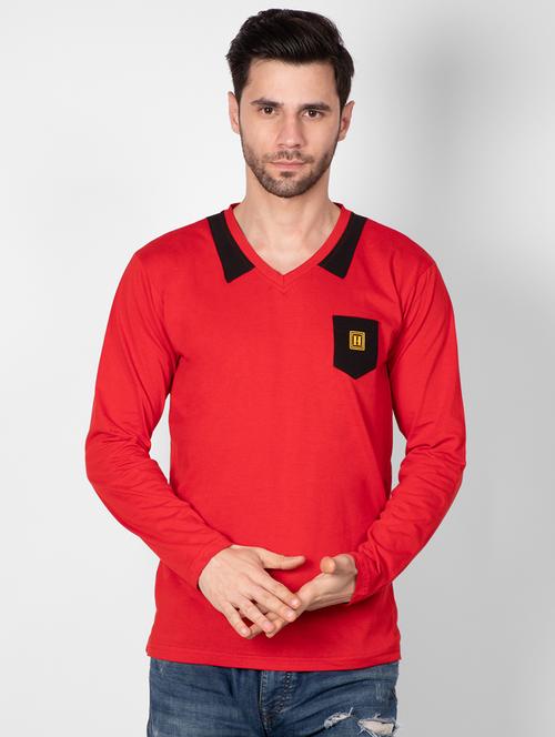 red solid pocket t-shirt - 16960709 - Standard Image - 1