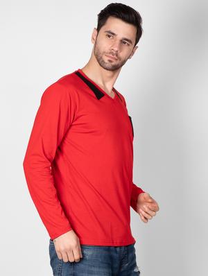 red solid pocket t-shirt - 16960709 - Standard Image - 2