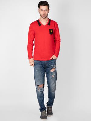 red solid pocket t-shirt - 16960709 - Standard Image - 4