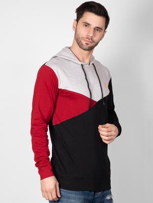 multi colorblock hooded t-shirt - 16960714 - Standard Image - 2