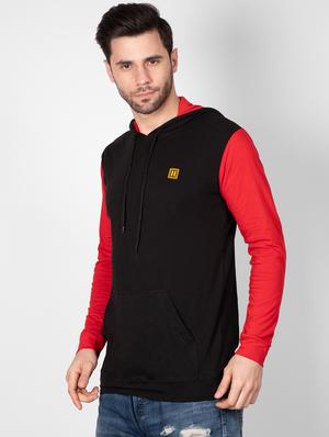 black color block hooded t-shirt - 16960722 - Standard Image - 2