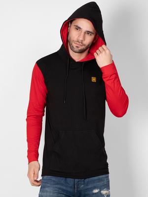 black color block hooded t-shirt - 16960722 - Standard Image - 3