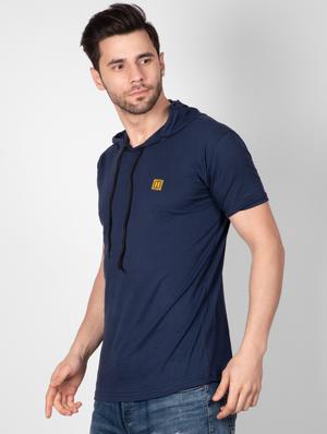 navy blue solid hooded t-shirt - 16960725 - Standard Image - 2