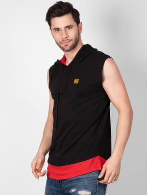black color block hooded t-shirt - 16960726 - Standard Image - 2