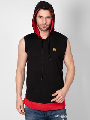 black color block hooded t-shirt - 16960726 - Standard Image - 3