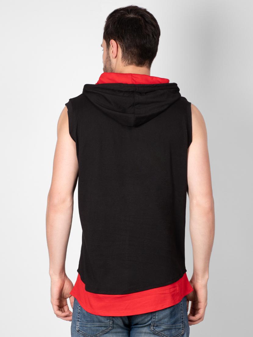 black color block hooded t-shirt - 16960726 - Zoom Image - 4