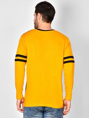 yellow color block taped t-shirt - 16960731 - Standard Image - 3