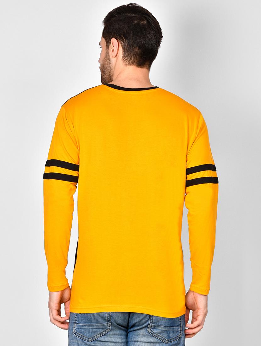 yellow color block taped t-shirt - 16960731 - Zoom Image - 3