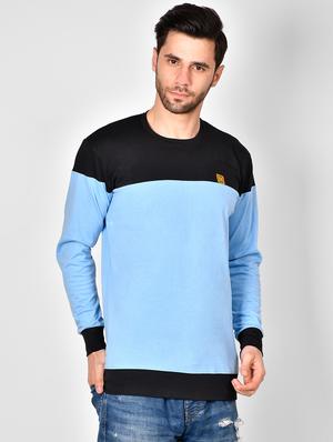 blue color block cut & sew t-shirt - 16960732 - Standard Image - 2
