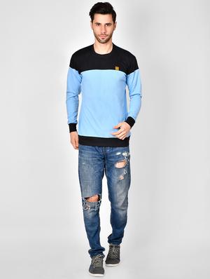 blue color block cut & sew t-shirt - 16960732 - Standard Image - 4