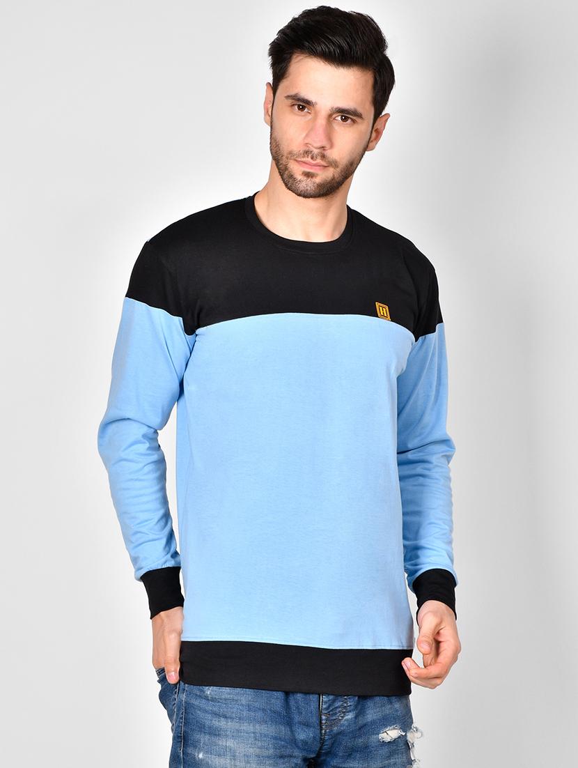 blue color block cut & sew t-shirt - 16960732 - Zoom Image - 2