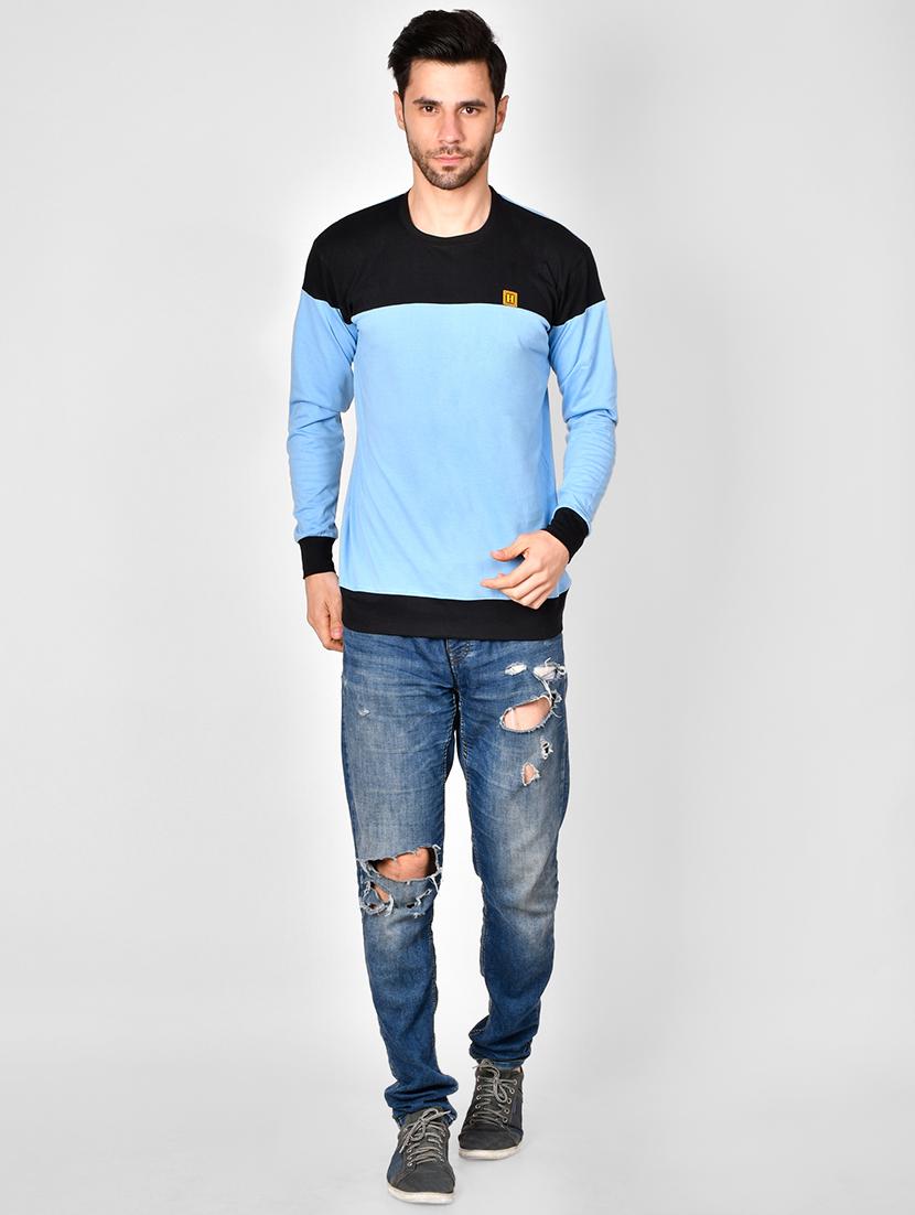 blue color block cut & sew t-shirt - 16960732 - Zoom Image - 4
