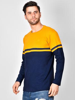 yellow color block t-shirt - 16960734 - Standard Image - 2