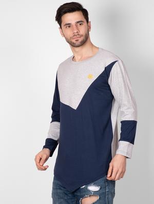 blue color block t-shirt - 16960735 - Standard Image - 2