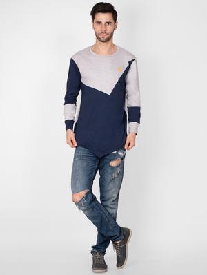 blue color block t-shirt - 16960735 - Standard Image - 4