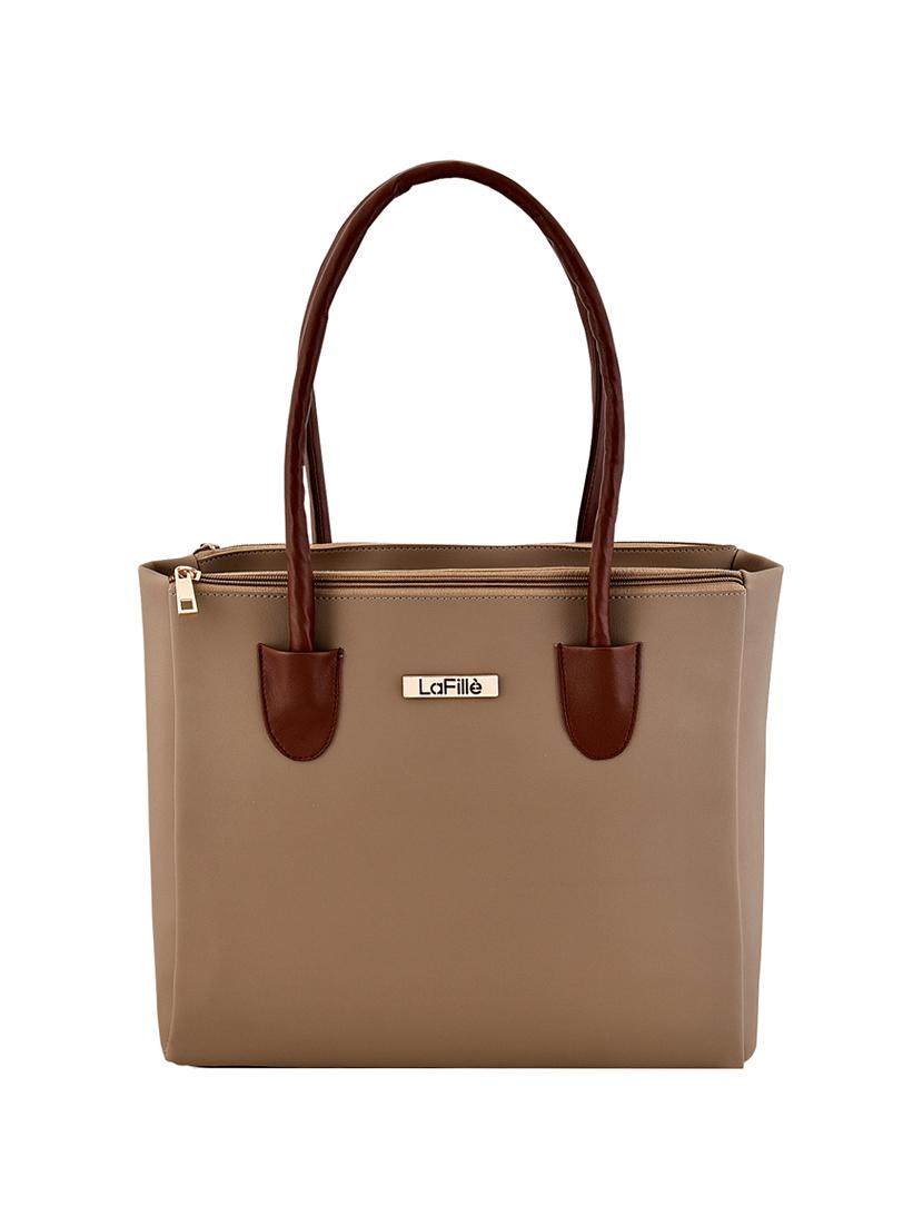 beige leatherette (pu) regular handbag - 16961516 - Zoom Image - 1