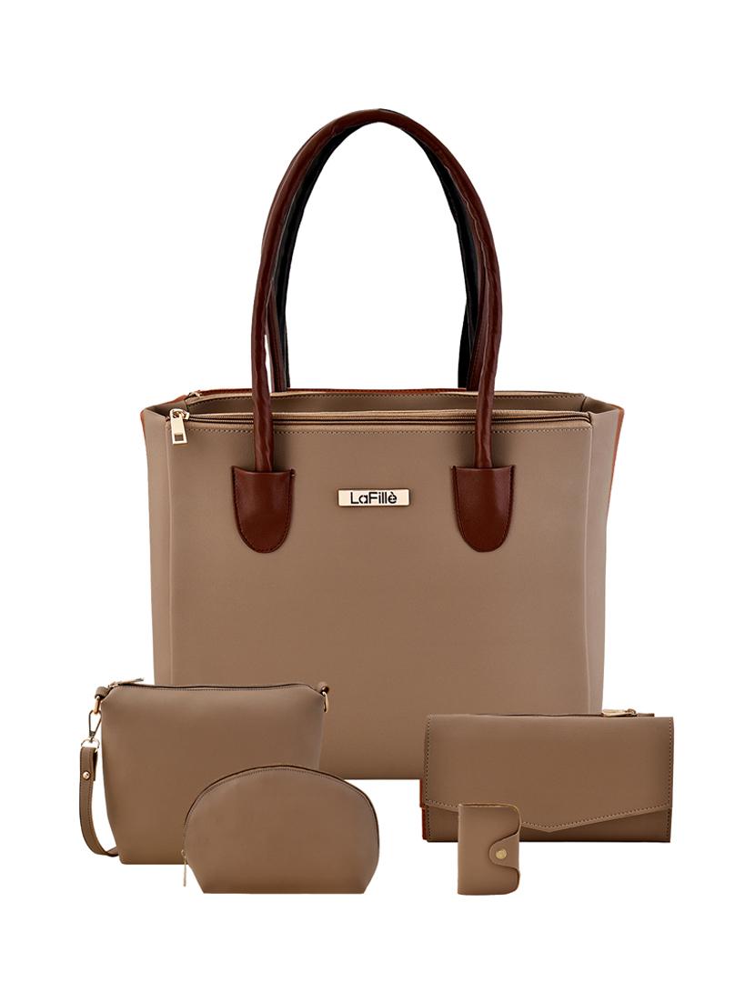 beige leatherette (pu) regular handbag - 16961518 - Zoom Image - 1