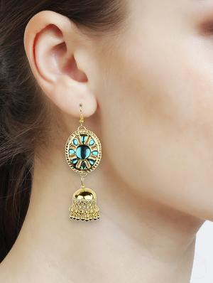 gold metal jhumka earring - 16961577 - Standard Image - 4