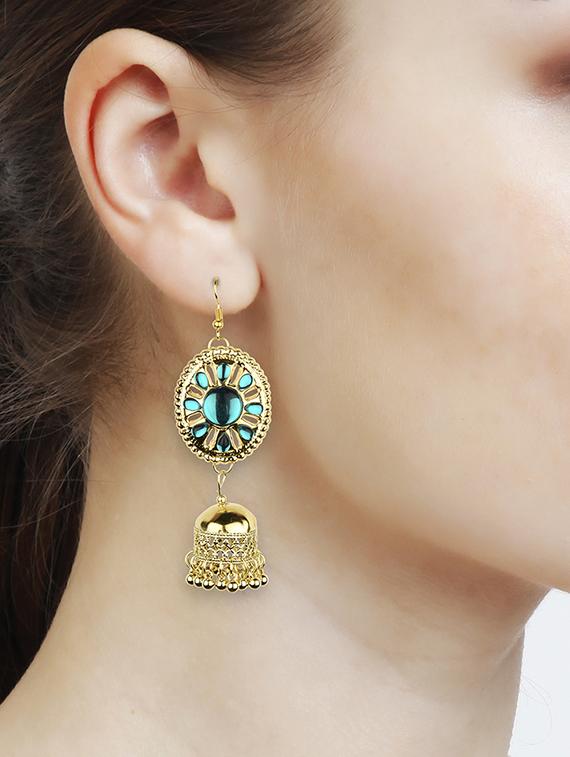 gold metal jhumka earring - 16961577 - Zoom Image - 4