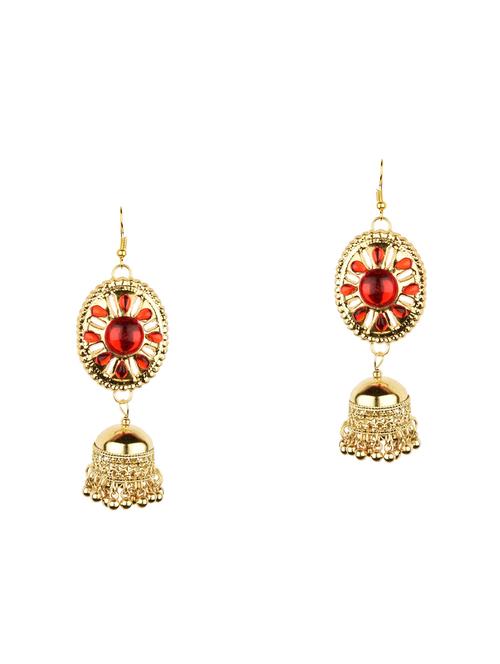 red metal jhumka earring - 16961579 - Standard Image - 1