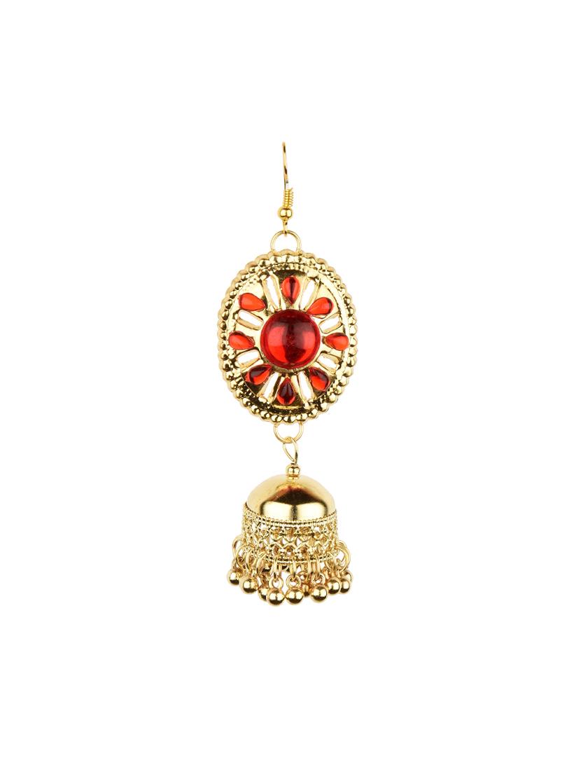 red metal jhumka earring - 16961579 - Zoom Image - 2