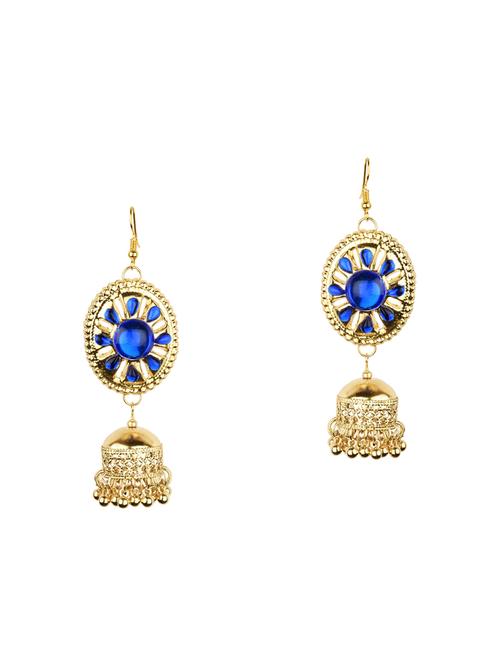 blue metal jhumka earring - 16961580 - Standard Image - 1