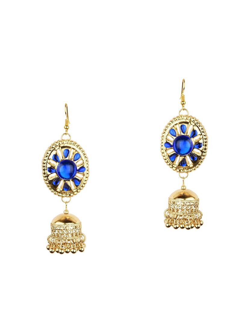 blue metal jhumka earring - 16961580 - Zoom Image - 1