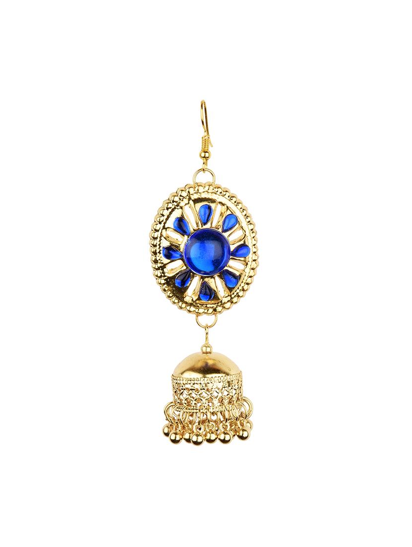 blue metal jhumka earring - 16961580 - Zoom Image - 2