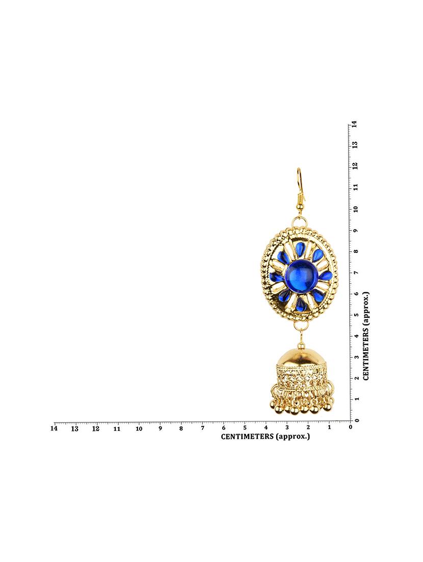 blue metal jhumka earring - 16961580 - Zoom Image - 3