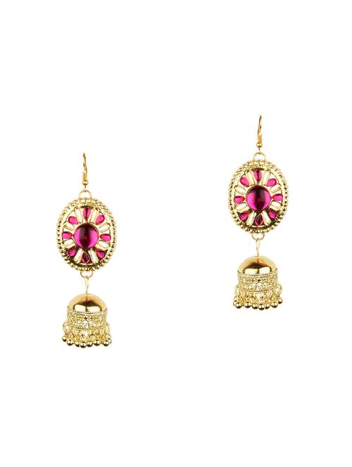 pink metal jhumka earring - 16961598 - Standard Image - 1