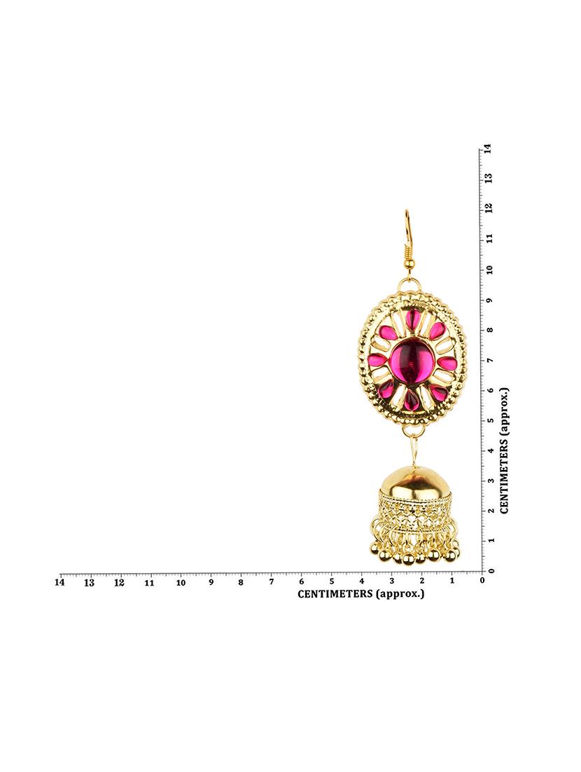 pink metal jhumka earring - 16961598 - Zoom Image - 3